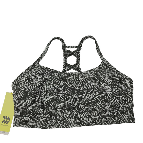 NWT All In Motion Low Support Sports Bra L Olive Green Ladder Back Yoga Gym - Picture 2 of 9